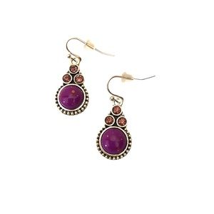 Crystal Dangle Cubic Zirconia Circular Women's Silver/Purple Earrings